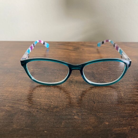 Lily Blue Aqual Teal Clear Multicolor Striped Eyeglasses Frames Only 53-15-138 - Picture 1 of 7